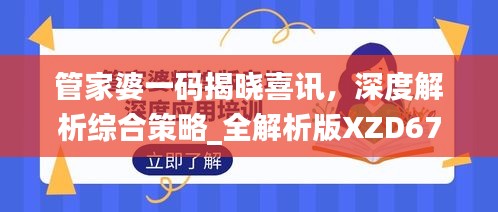 管家婆一码揭晓喜讯，深度解析综合策略_全解析版XZD67.71