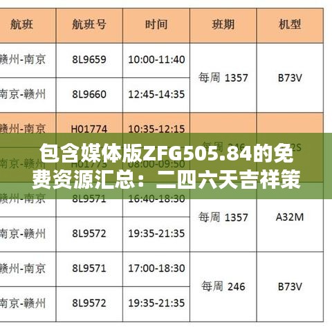 包含媒体版ZFG505.84的免费资源汇总：二四六天吉祥策略解析