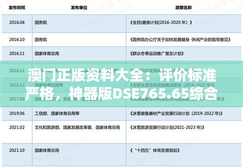 澳门正版资料大全：评价标准严格，神器版DSE765.65综合评估