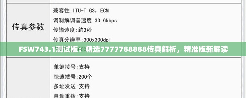 FSW743.1测试版：精选7777788888传真解析，精准版新解读