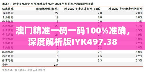 澳门精准一码一码100%准确，深度解析版IYK497.38