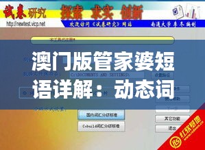 澳门版管家婆短语详解：动态词汇剖析_内置版GYF949.02