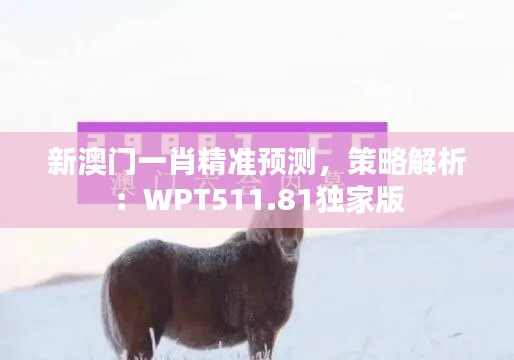 新澳门一肖精准预测，策略解析：WPT511.81独家版