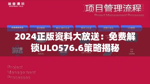 2024正版资料大放送：免费解锁ULO576.6策略揭秘