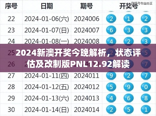 2024新澳开奖今晚解析，状态评估及改制版PNL12.92解读