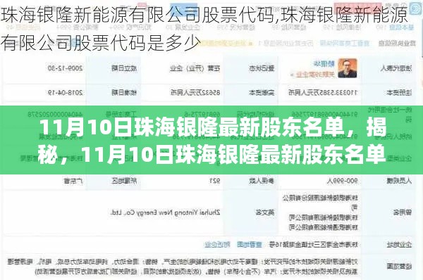 揭秘珠海银隆最新股东名单，洞悉产业资本新动态