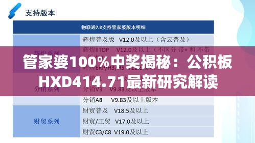 管家婆100%中奖揭秘：公积板HXD414.71最新研究解读