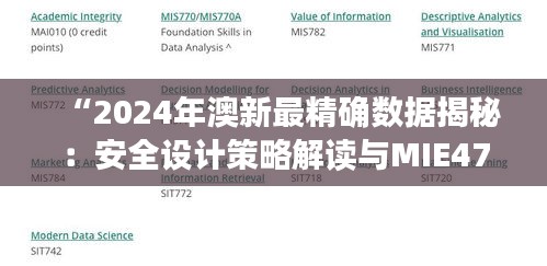 “2024年澳新最精确数据揭秘：安全设计策略解读与MIE479.63动态版分析”