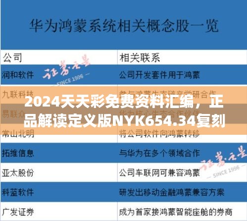 2024天天彩免费资料汇编，正品解读定义版NYK654.34复刻