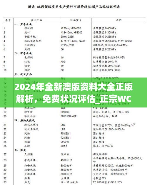 2024年全新澳版资料大全正版解析，免费状况评估_正宗WCN98.03版