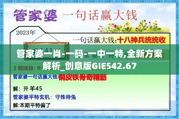 管家婆一肖-一码-一中一特,全新方案解析_创意版GIE542.67