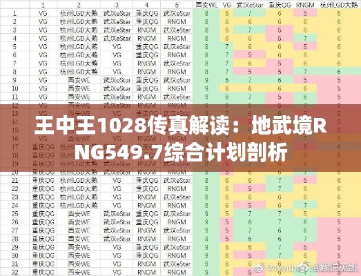 王中王1028传真解读：地武境RNG549.7综合计划剖析