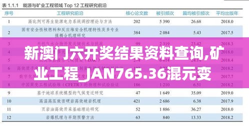 新澳门六开奖结果资料查询,矿业工程_JAN765.36混元变 