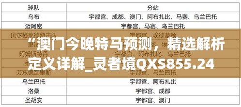 “澳门今晚特马预测，精选解析定义详解_灵者境QXS855.24”