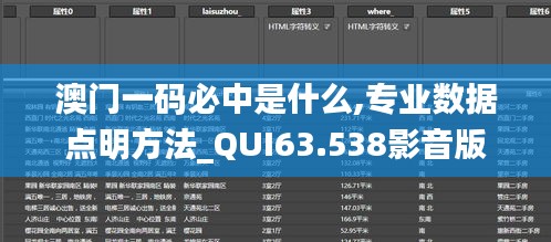 澳门一码必中是什么,专业数据点明方法_QUI63.538影音版