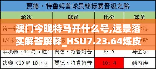 澳门今晚特马开什么号,远景落实解答解释_HSU7.23.64炼皮境