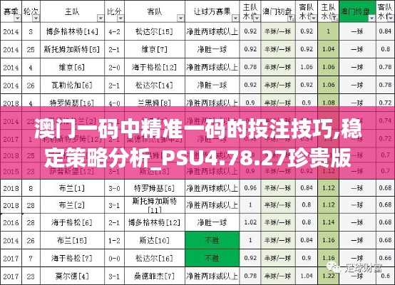 澳门一码中精准一码的投注技巧,稳定策略分析_PSU4.78.27珍贵版