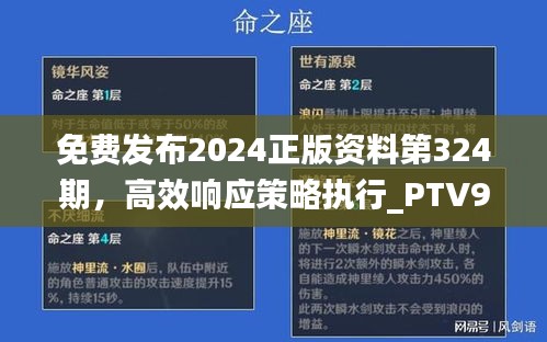 免费发布2024正版资料第324期，高效响应策略执行_PTV9.17.65极限版