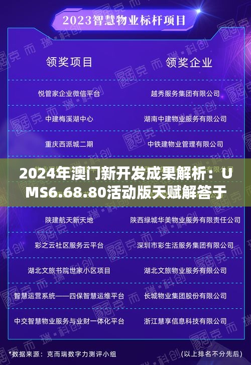 2024年澳门新开发成果解析：UMS6.68.80活动版天赋解答于11月19日落实