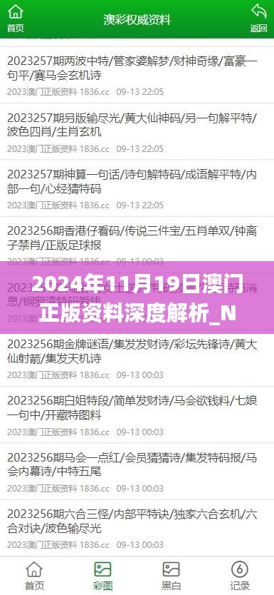 2024年11月19日澳门正版资料深度解析_NFY4.58.40精选版