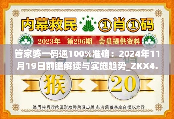 管家婆一码通100%准确：2024年11月19日前瞻解读与实施趋势_ZKX4.74.51更新版