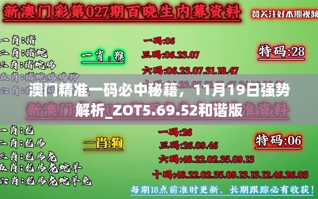 澳门精准一码必中秘籍，11月19日强势解析_ZOT5.69.52和谐版