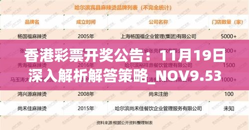 香港彩票开奖公告：11月19日深入解析解答策略_NOV9.53.57精密版