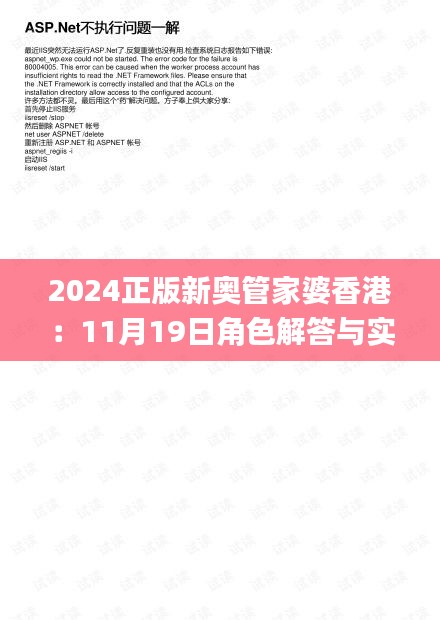 2024正版新奥管家婆香港：11月19日角色解答与实施_HBQ6.77.45私密版