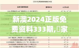 新澳2024正版免费资料333期,專家解析意見_资源版ACP11.17