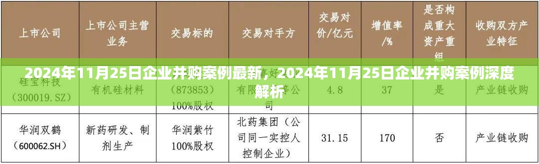 2024年11月25日企业并购案例深度解析，最新进展与趋势