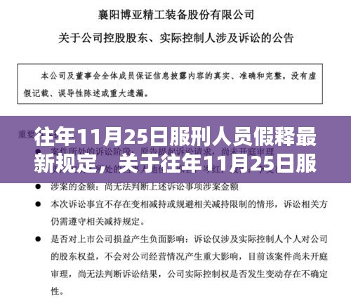 往年11月25日服刑人员假释最新规定深度解析及解读