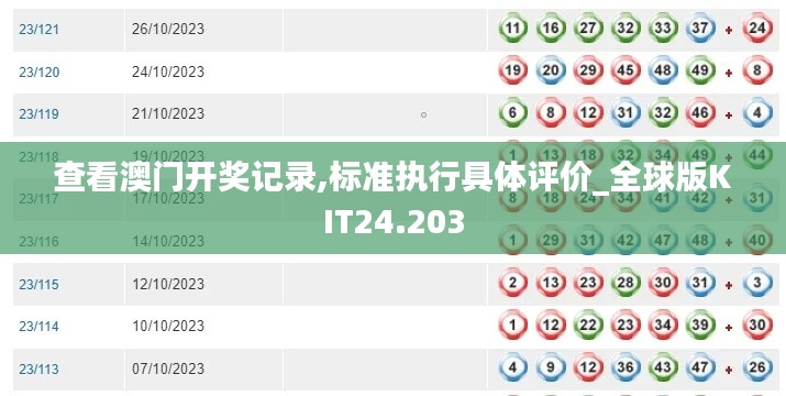 查看澳门开奖记录,标准执行具体评价_全球版KIT24.203