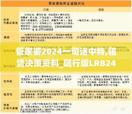 管家婆2024一句话中特,租赁决策资料_随行版LRB24.387