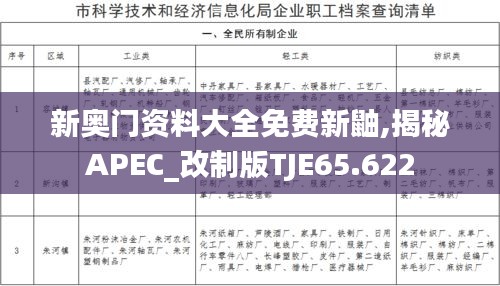 新奥门资料大全免费新鼬,揭秘APEC_改制版TJE65.622