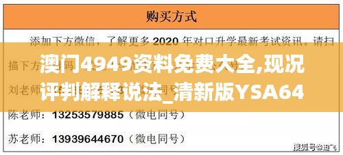 澳门4949资料免费大全,现况评判解释说法_清新版YSA64.656