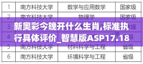 新奥彩今晚开什么生肖,标准执行具体评价_智慧版ASP17.189