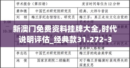 新澳门免费资料挂牌大全,时代说明评估_经典款31.272-3