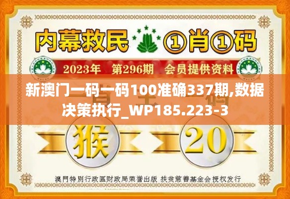 新澳门一码一码100准确337期,数据决策执行_WP185.223-3