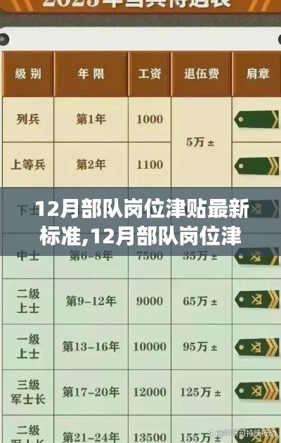 12月部队岗位津贴最新标准，多维度解读与个人观点