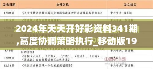 2024年天天开好彩资料341期,高度协调策略执行_移动版19.806