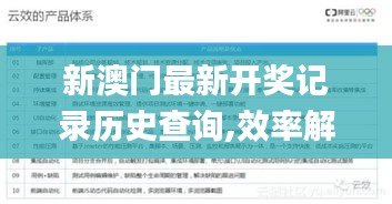 新澳门最新开奖记录历史查询,效率解答解释落实_6DM110.292