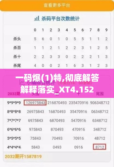 一码爆(1)特,彻底解答解释落实_XT4.152