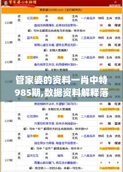 管家婆的资料一肖中特985期,数据资料解释落实_C版3.256