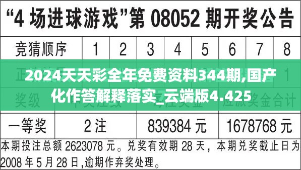 2024天天彩全年免费资料344期,国产化作答解释落实_云端版4.425