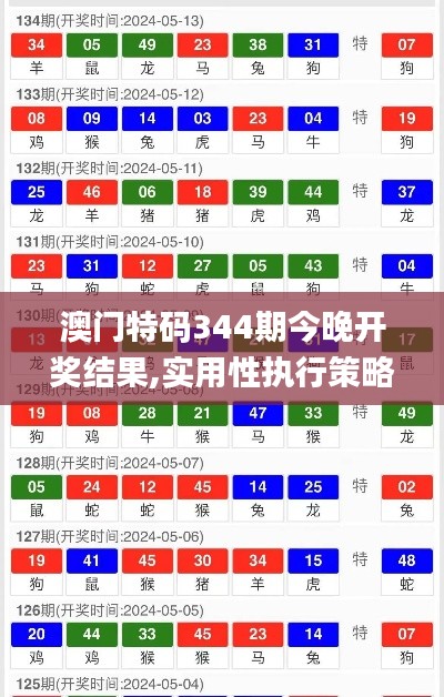 澳门特码344期今晚开奖结果,实用性执行策略讲解_T8.377