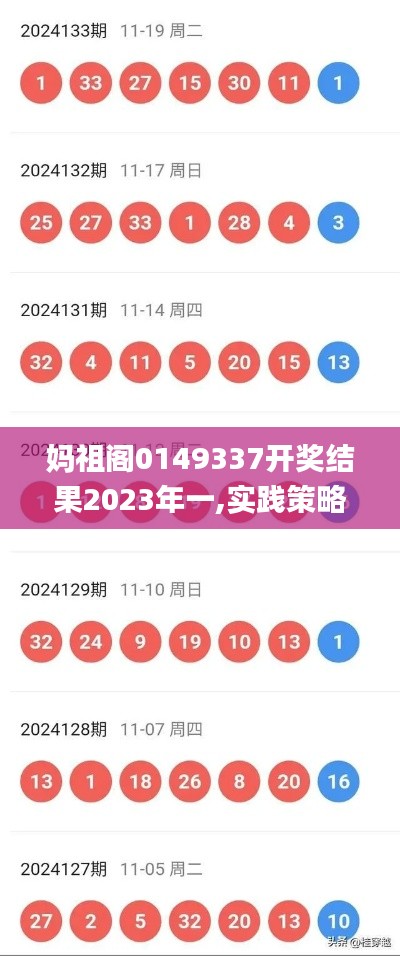 妈祖阁0149337开奖结果2023年一,实践策略实施解析_尊享版6.132