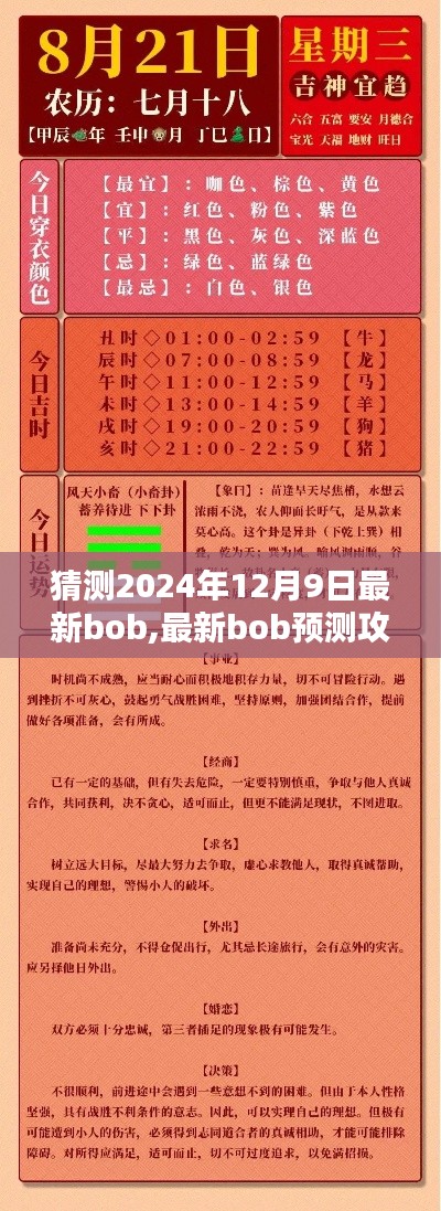 揭秘最新bob预测攻略，如何一步步成为预测达人，预测2024年12月9日的幸运？