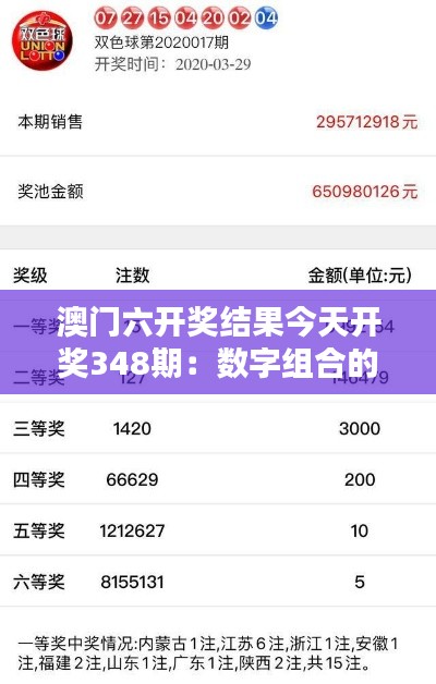 澳门六开奖结果今天开奖348期：数字组合的艺术与科学