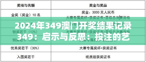 2024年349澳门开奖结果记录349：启示与反思：投注的艺术