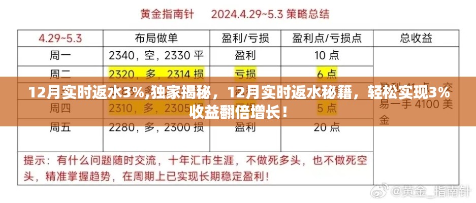 独家揭秘，12月实时返水秘籍，实现收益翻倍增长！